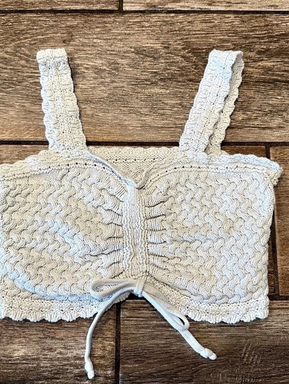 Hollister Crochet-Style Tie-Front Sweater Tank Knit Tie-Front Crop Top White XS
